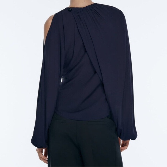 NWT Zara Flowy Asymmetrical One Shoulder Top Blouse - Picture 2 of 11